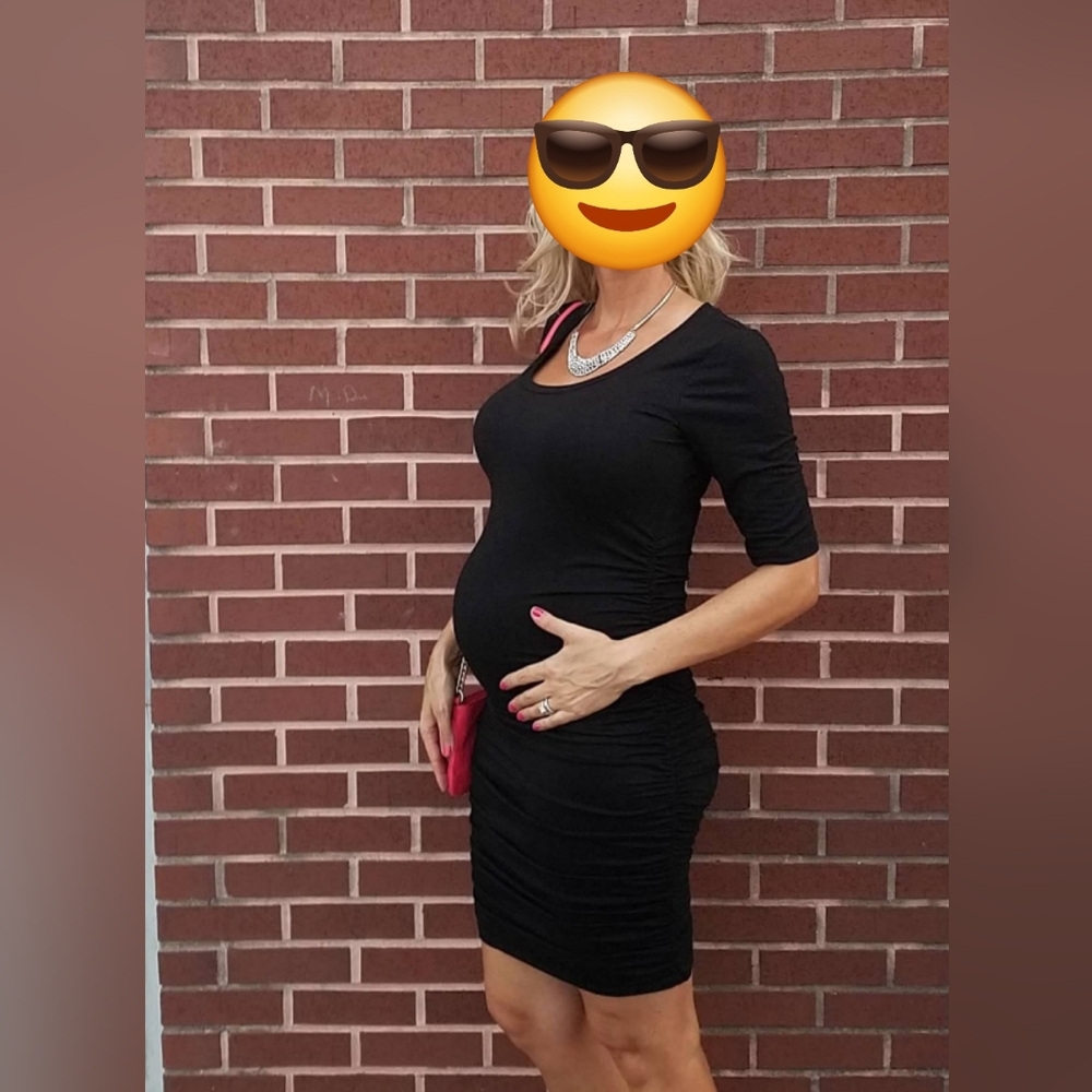 Ruched Black Maternity Dress, Motherhood  Maternity, Size Small